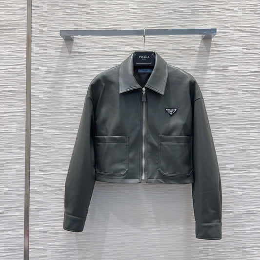 Nueva chaqueta de cuero con cremallera