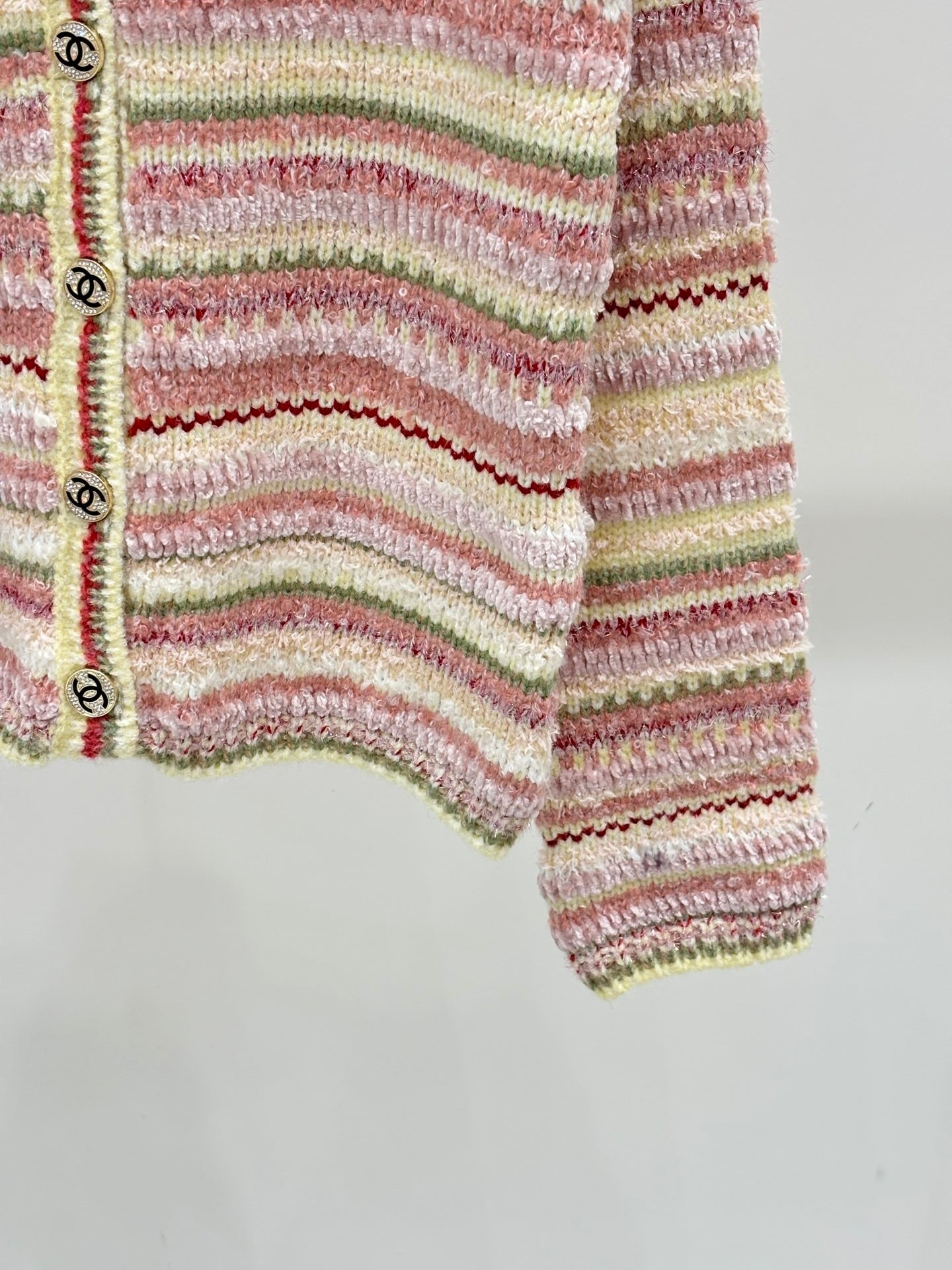 2025 New Round Neck Striped Casual Knit Cardigan