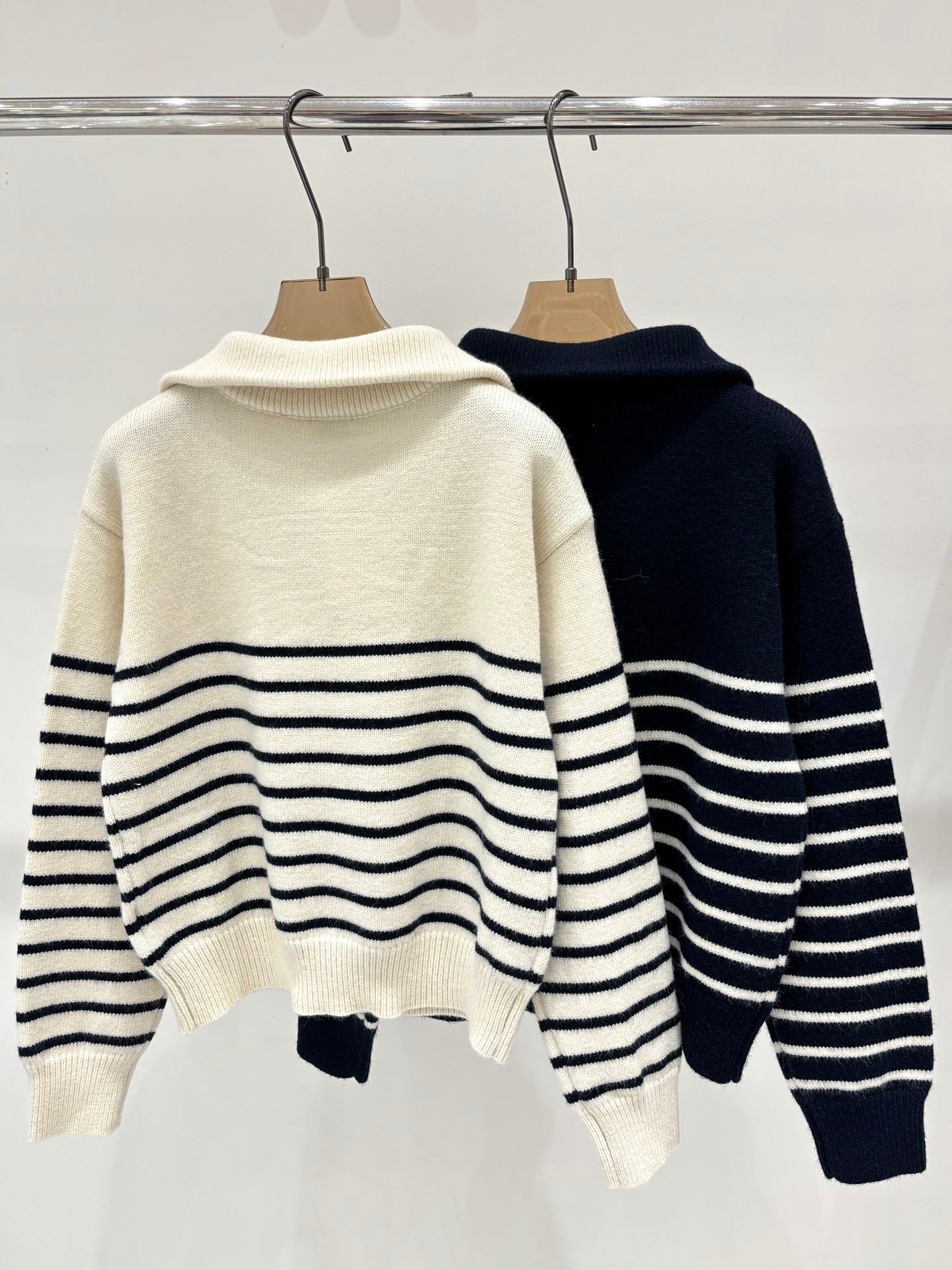 Collared striped loose top