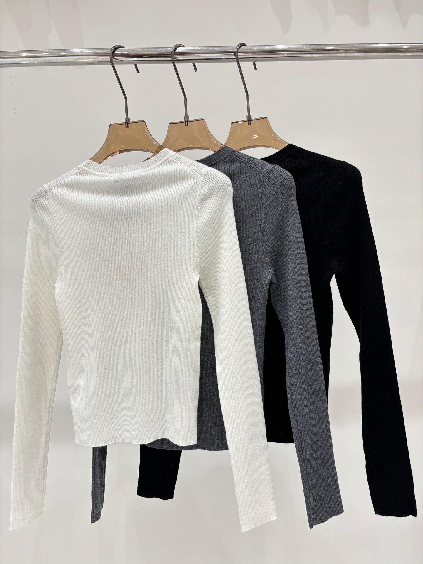 25FW round neck letter logo simple thin knitted long sleeves