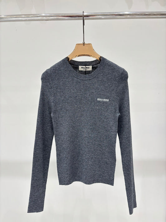 25FW round neck letter logo simple thin knitted long sleeves