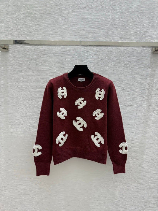 25FW New Letter Embroidered Crew Neck Sweater