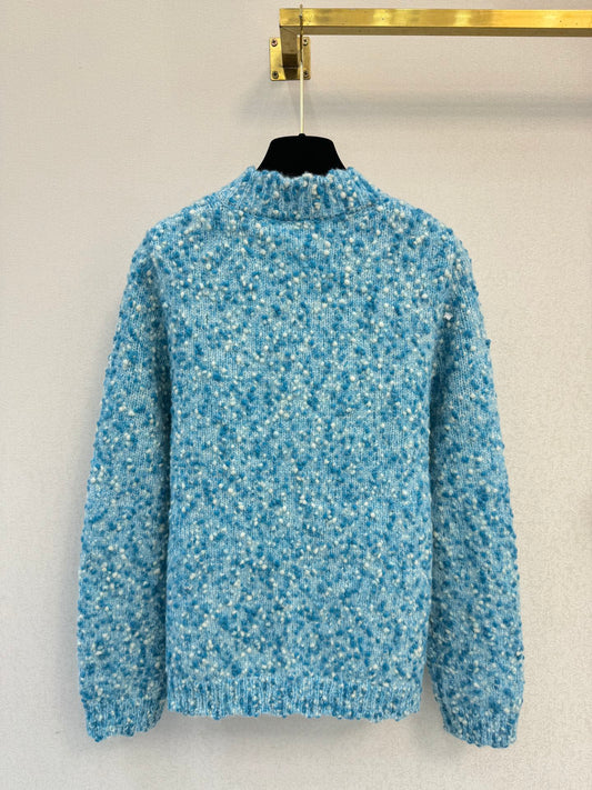 ❤️🔥Limited edition❤️🔥25FW first limited edition blue simple round neck knitted long-sleeved cardigan