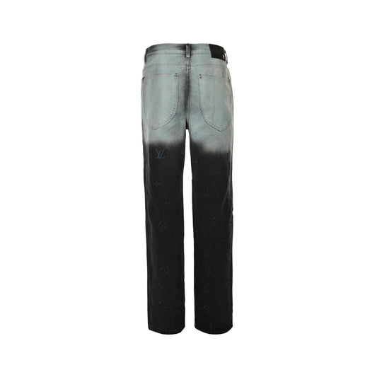 24Fw Jeans mit Blumenstickerei und Farbverlaufswaschung
