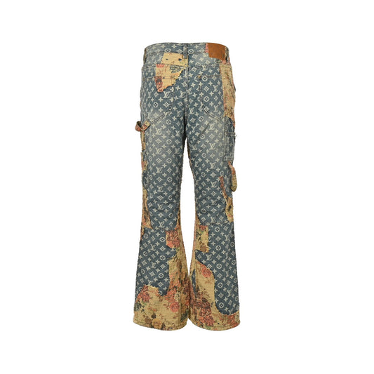 Vintage Jeans mit Rosen-Patchworkmuster