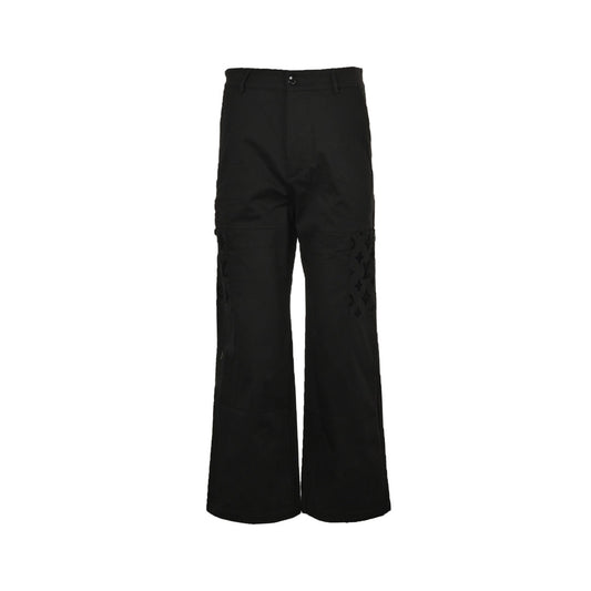 24Fw Jeans mit Patchwork aus alten, beflockten Blumenmustern