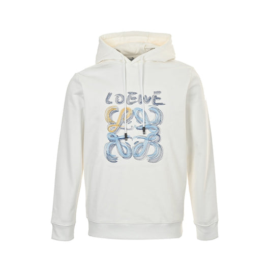 Line logo embroidered hooded sweatshirt
