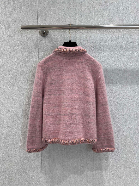 Pink Diamond-Button Cardigan