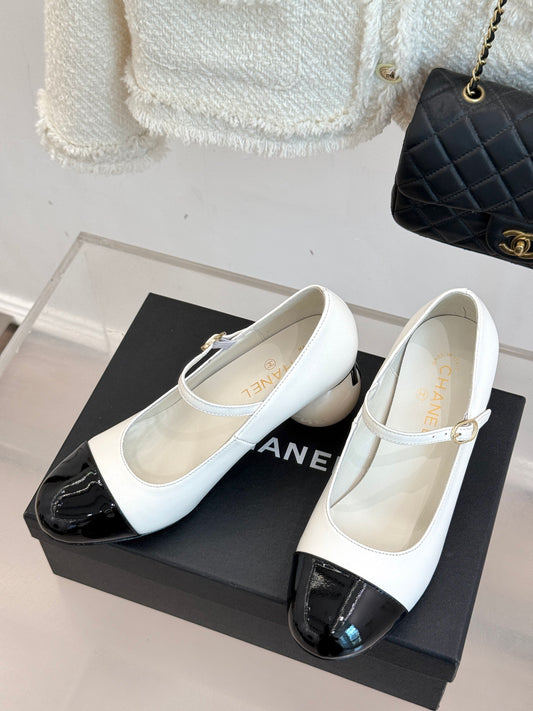 25A new autumn and winter giant pearl heel Mary Jane shoes (height: 7cm)