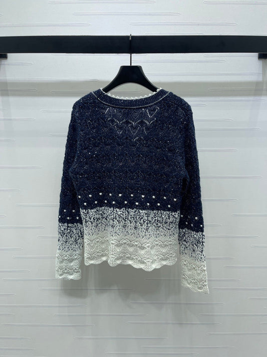 25FW New black and white gradient knitted cardigan