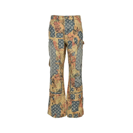 Vintage Jeans mit Rosen-Patchworkmuster