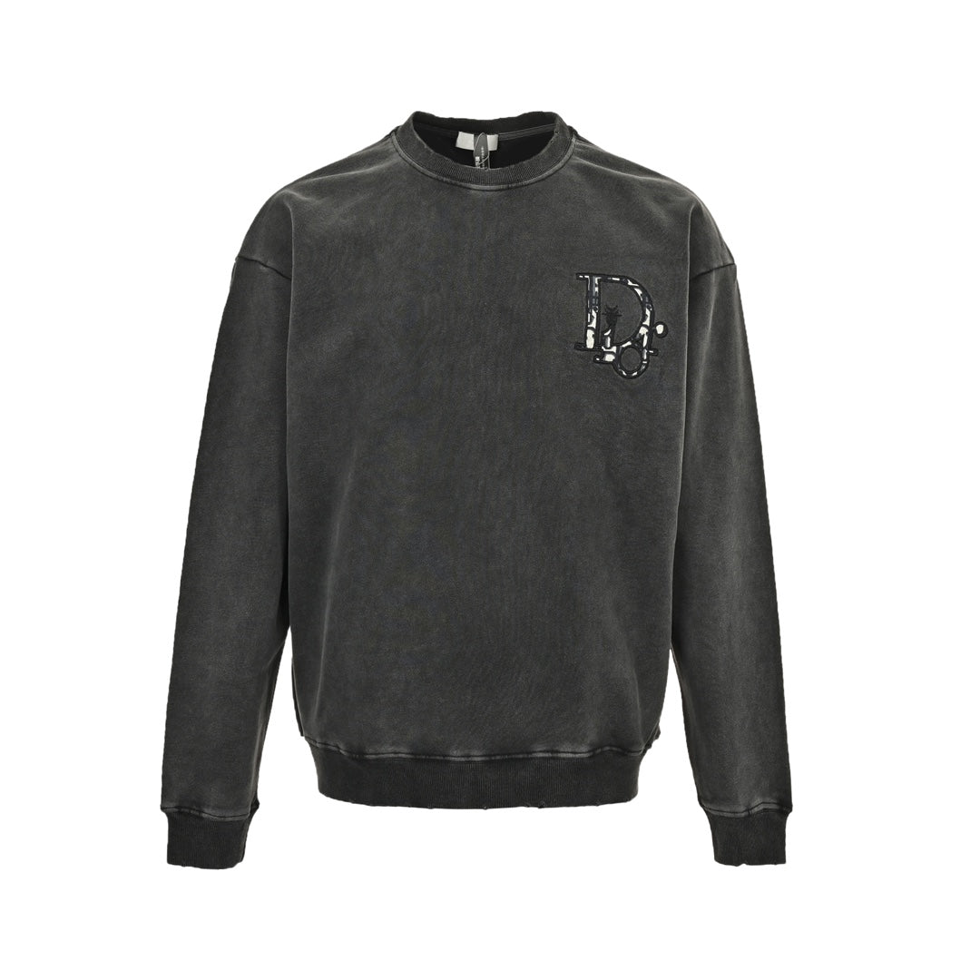 Sweatshirt mit Rundhalsausschnitt und gesticktem Logo in verwaschener Optik