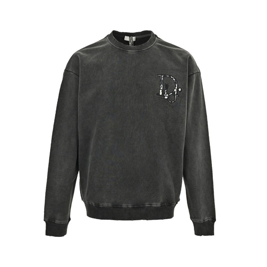 Sweatshirt mit Rundhalsausschnitt und gesticktem Logo in verwaschener Optik