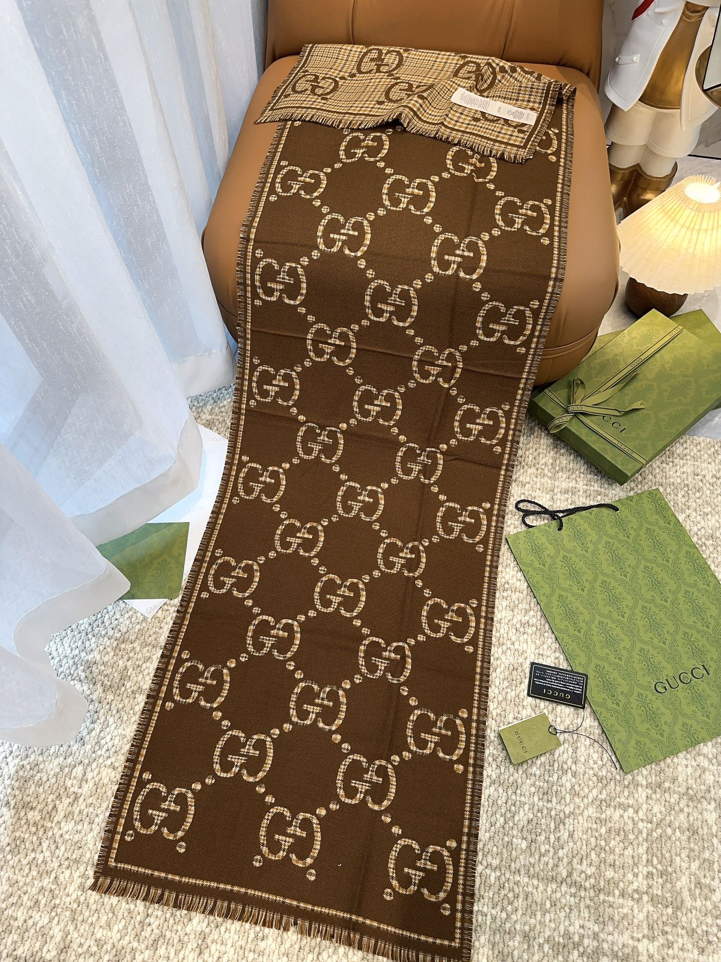 25FW NEW classic double G printed cashmere scarf