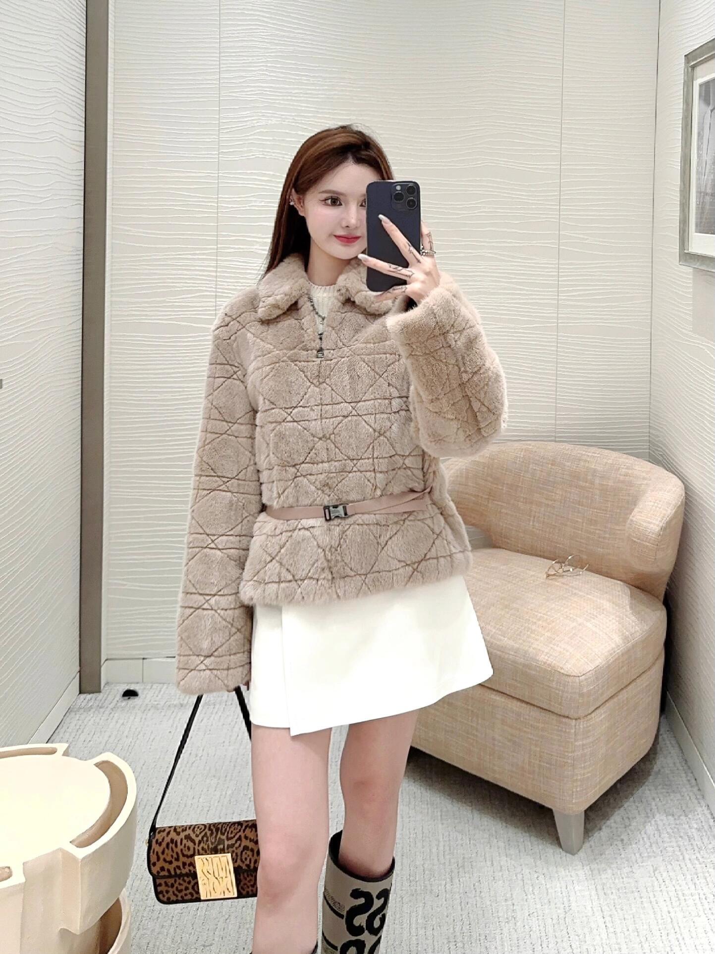 25FW autumn and winter latest model Princess Diana rhombus eco-friendly mink velvet jacket