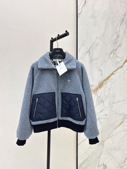 25FW autumn and winter latest style spliced pocket woolen jacket