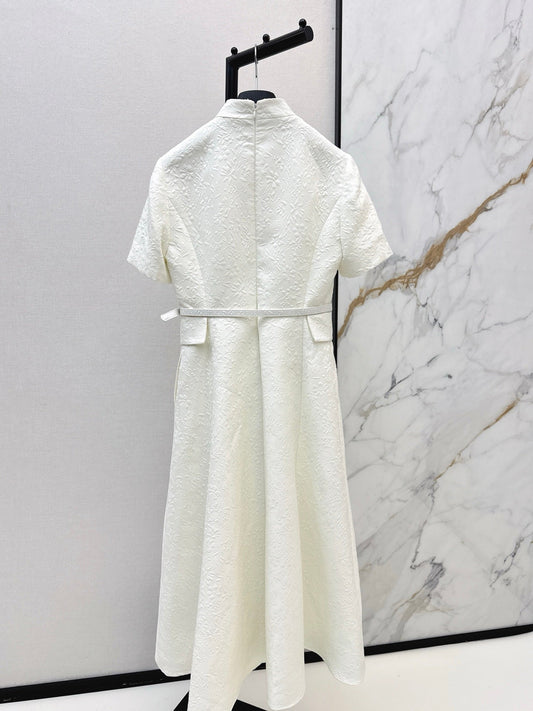 26SS early spring latest white stand-collar dress