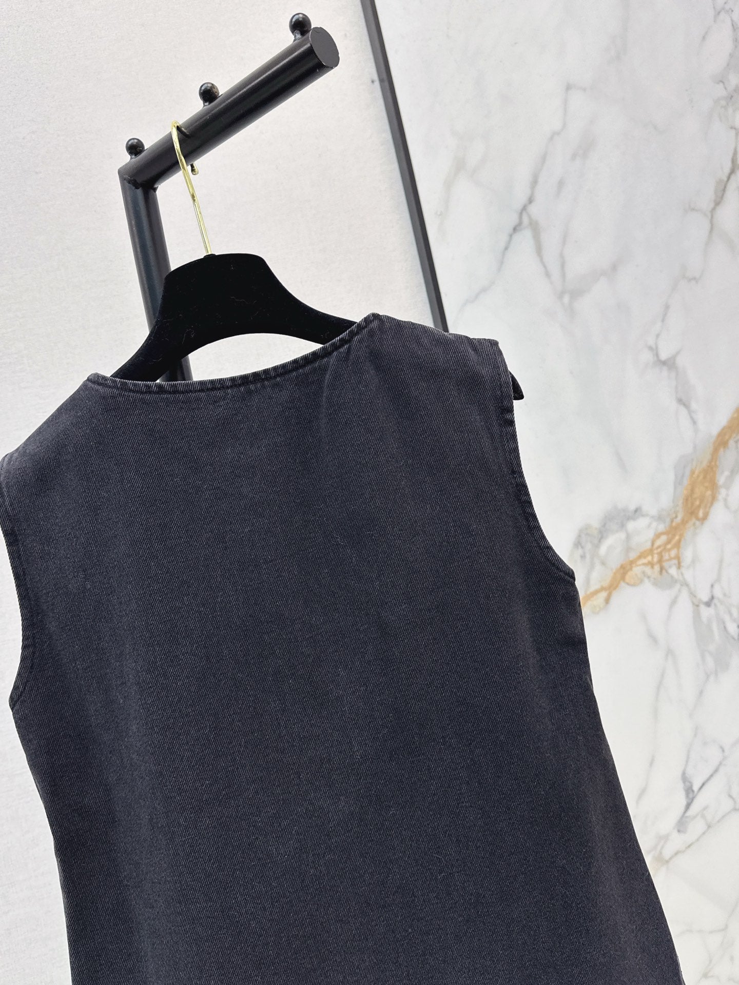 26SS latest super hot bow series denim vest dress