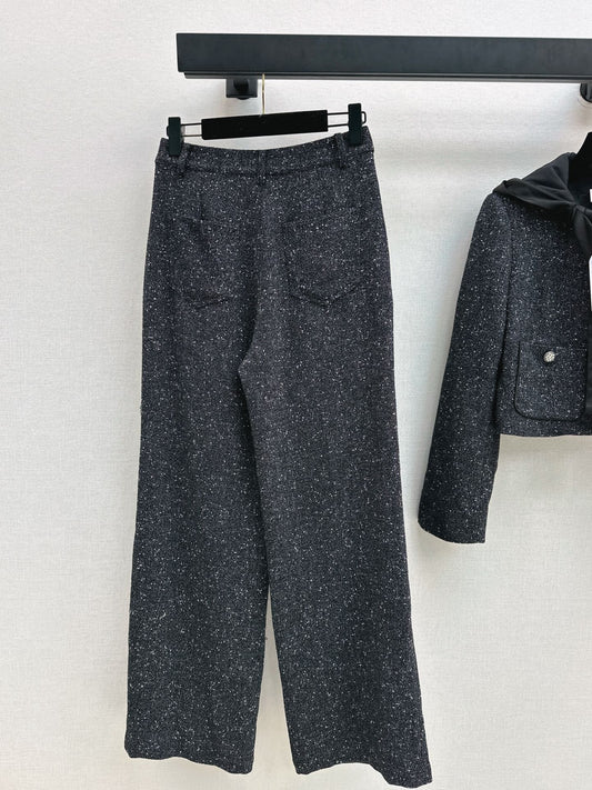25FW latest style fragrant houndstooth slub tweed pants