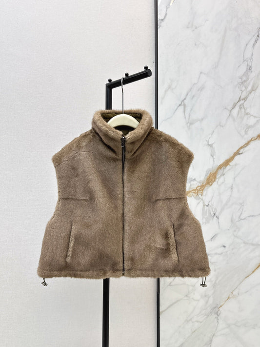 25FW reversible faux fur vest jacket