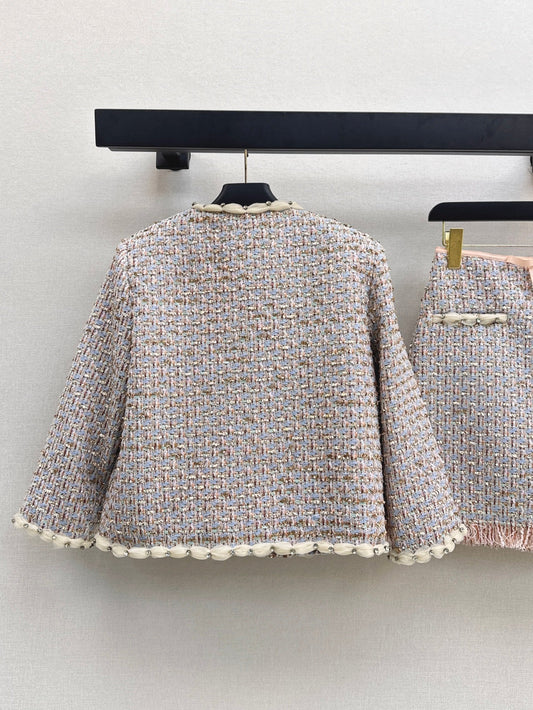 25FW woven jacket+skirt outfit sets