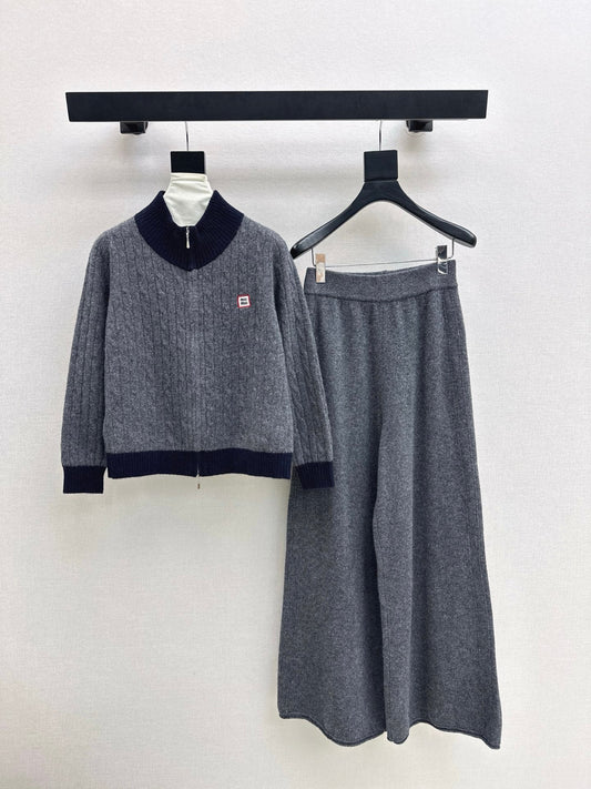 25FW wool cardigan +wide pants outfit sets