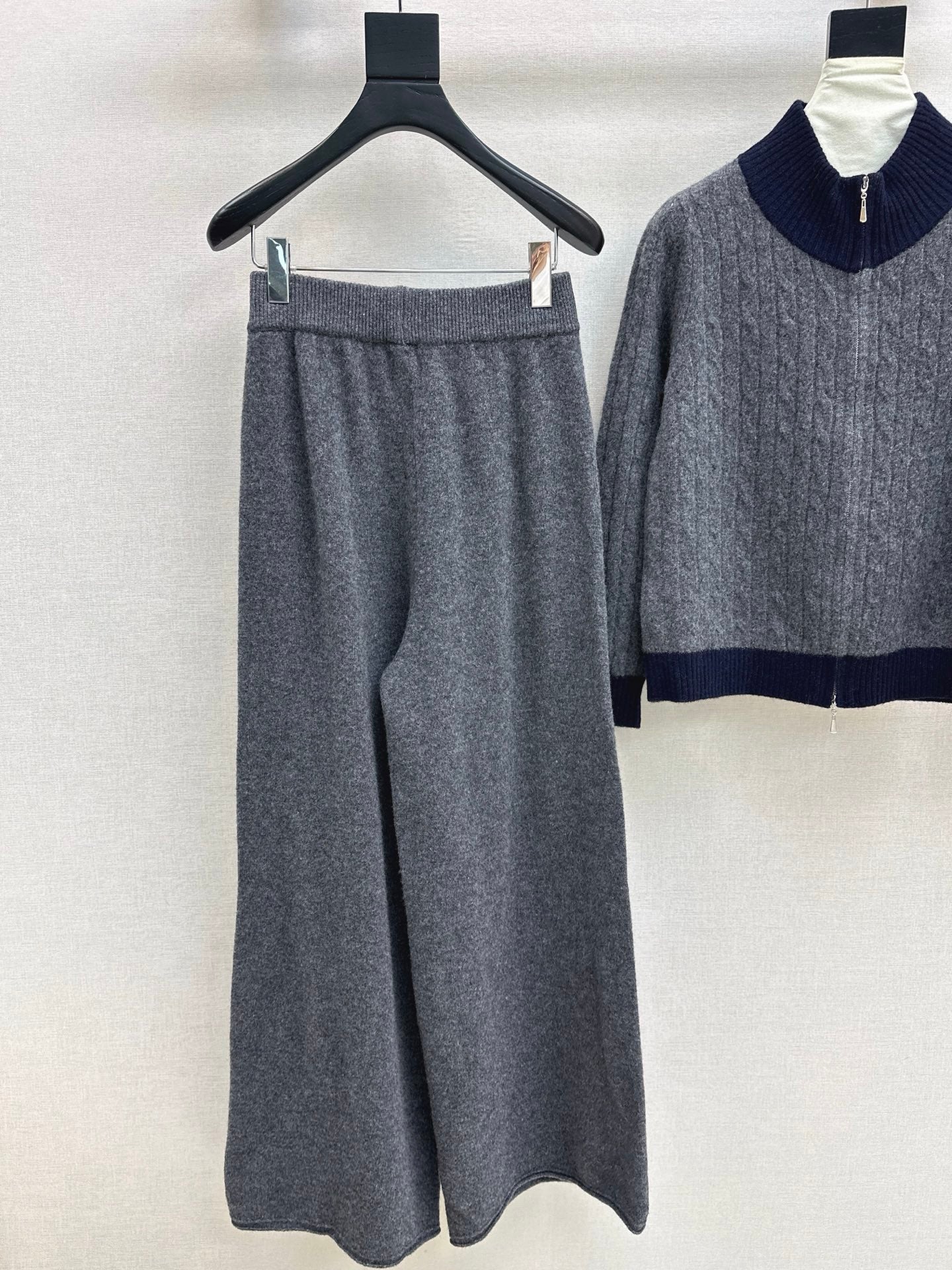 25FW wool cardigan +wide pants outfit sets