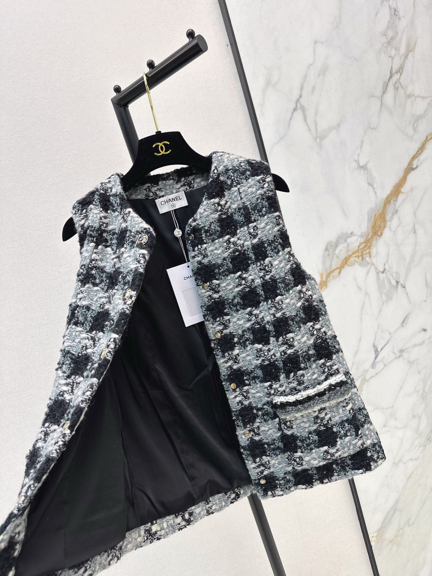 25FW NEW woven check vest