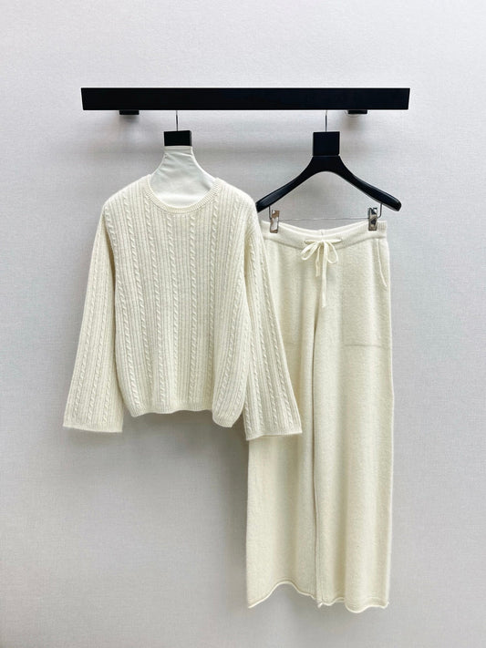 25FW NEW wool pullover+wide-leg pants outfit set