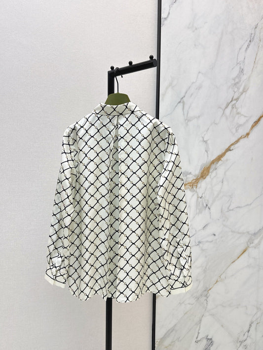 26SS check silk shirt