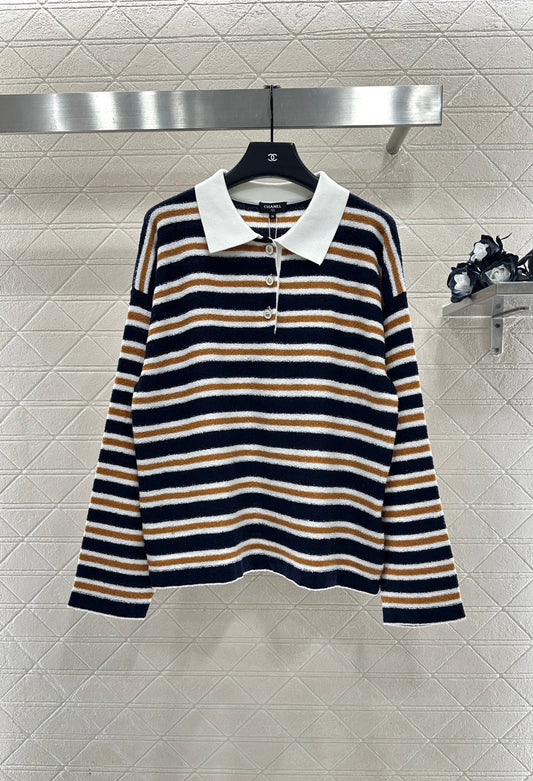 25FW knit stripe polo shirts