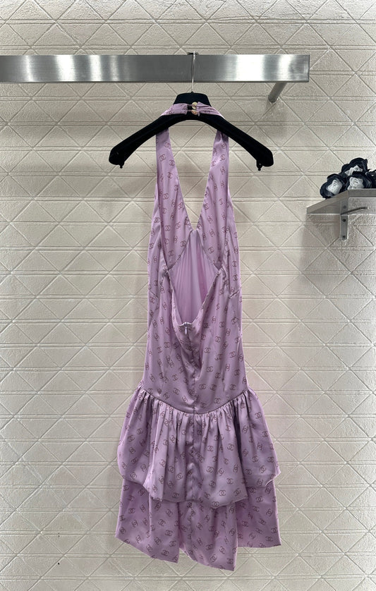 25FW print halter neck dress