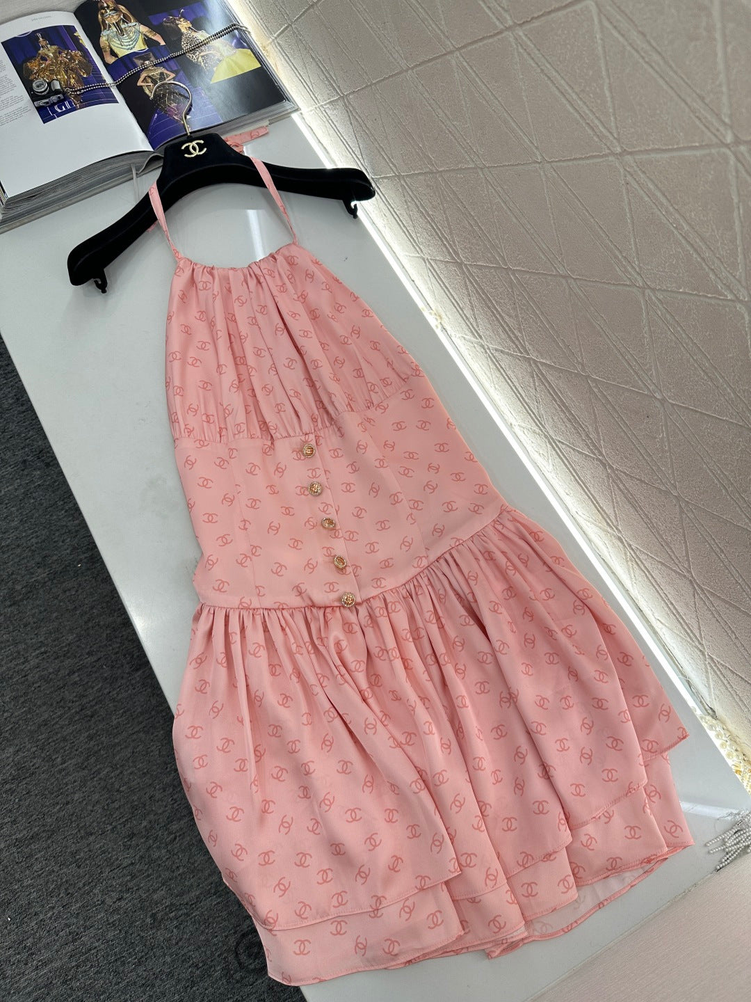 25FW print halter neck dress