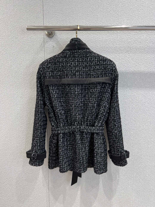 🔥HOT🔥AAA🔥26SS NEW Stand collar ribbon decorated tweed jacket