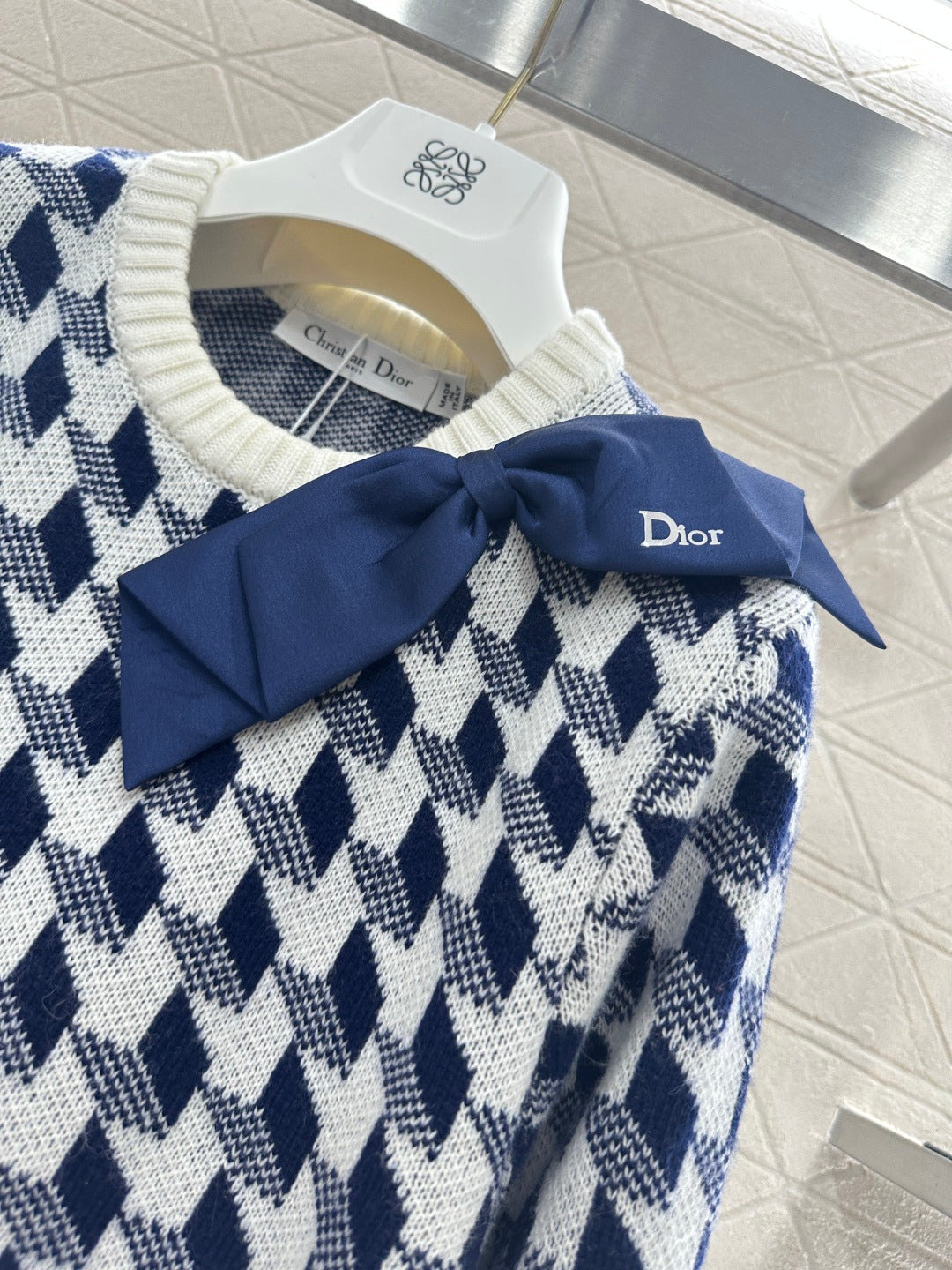 26SS NEW check bow knit sweater