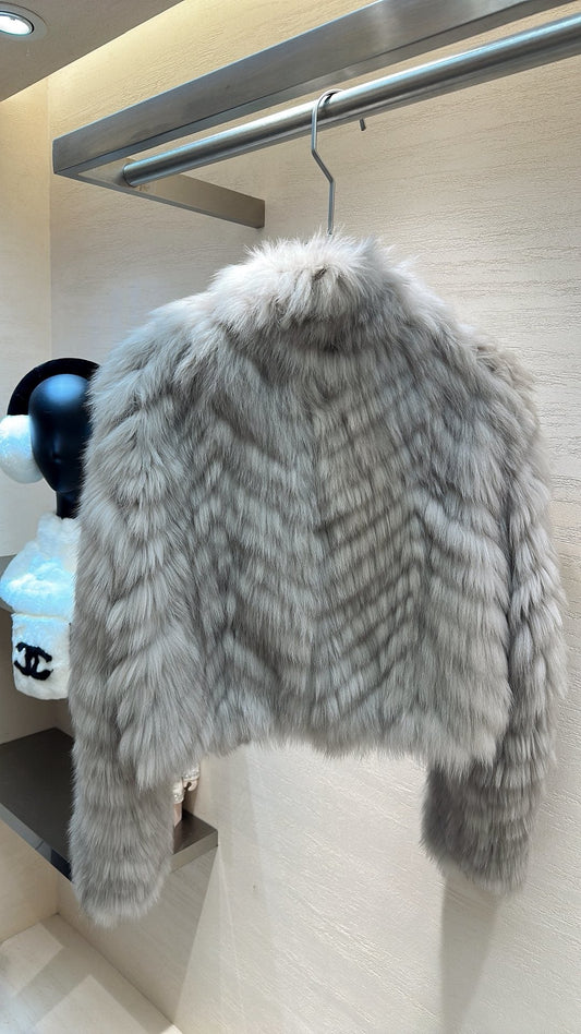 26SS NEW silver fox fur short fur coat