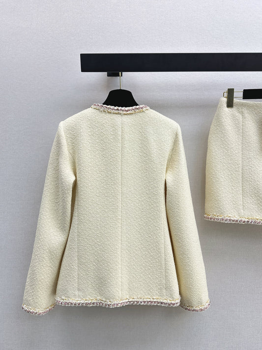 26SS NEW Round neck contrast-edged braided jacket