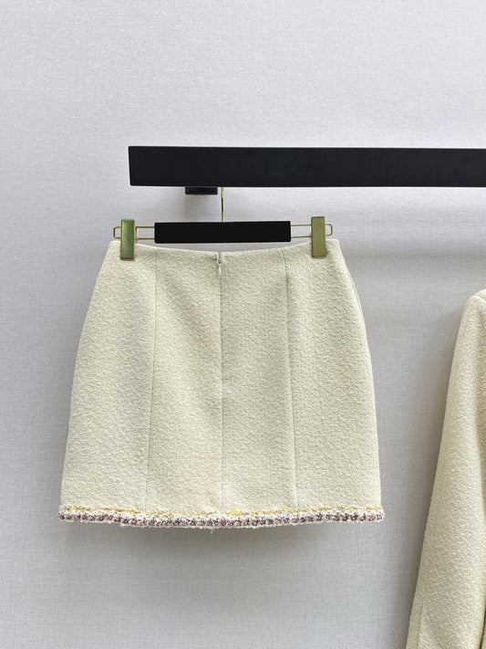 26SS NEW Round neck contrasting edge braided skirt