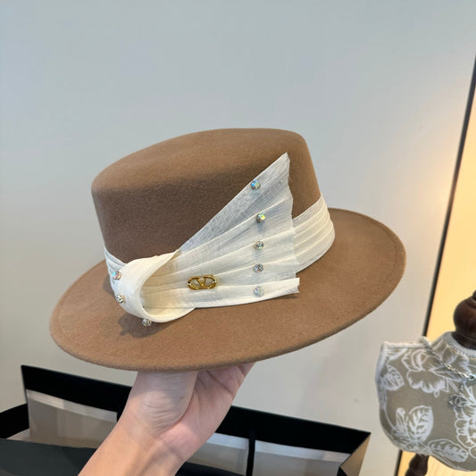 26SS NEW Classic lady style flat top hat