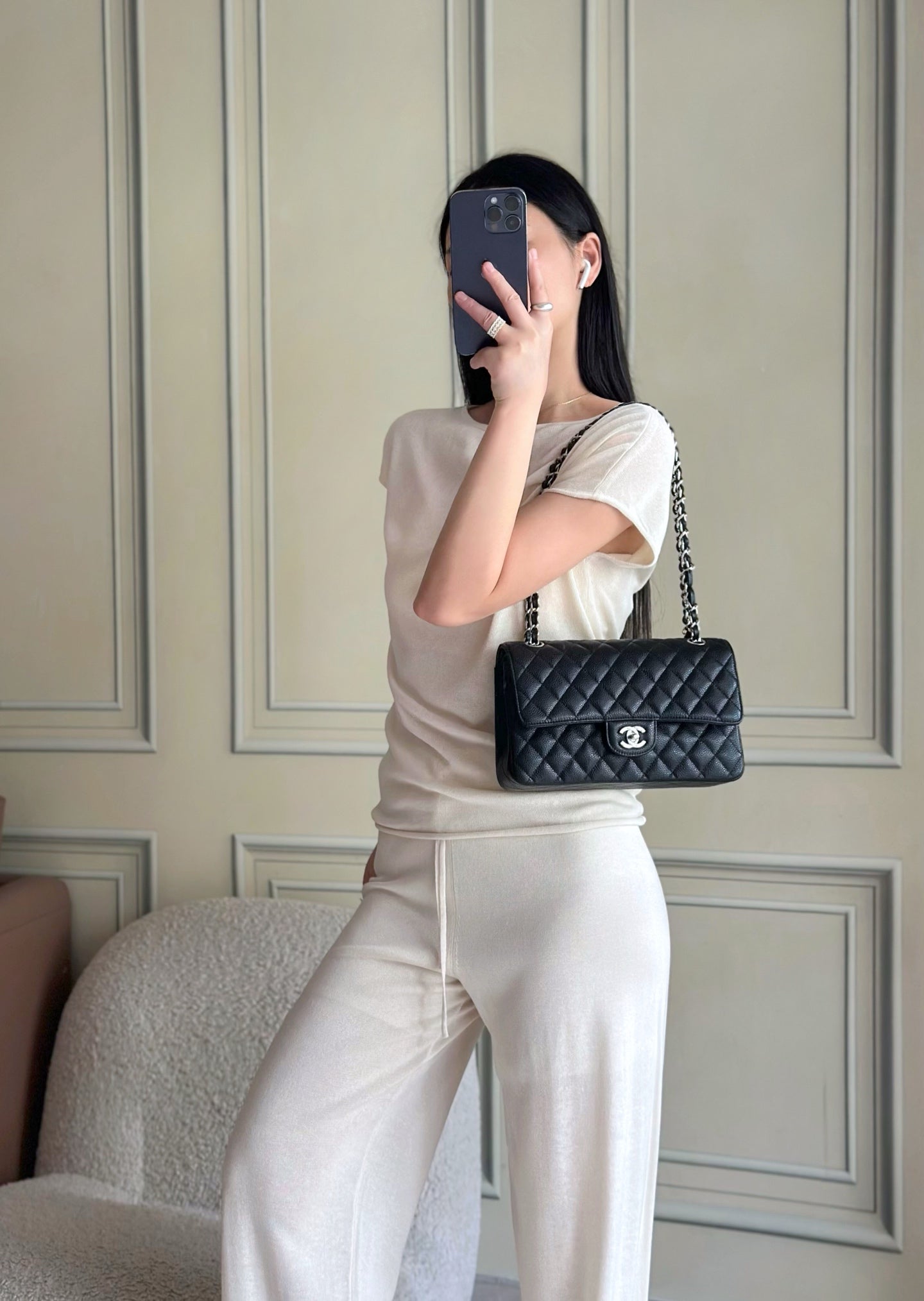 🔥HOT🔥Highest Quality🔥26SS NEW Original Haas large ball caviar lining imported lambskin chain bag