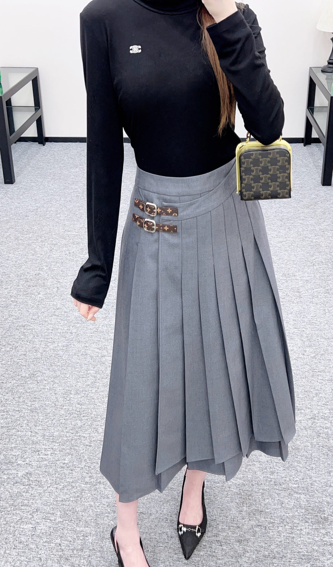 26SS NEW Long pleated skirt