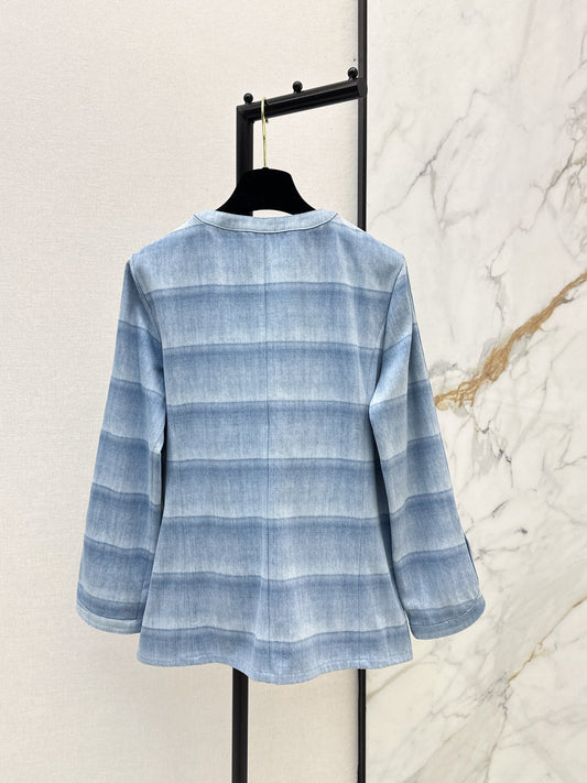 26SS NEW laser-washed striped denim jacket