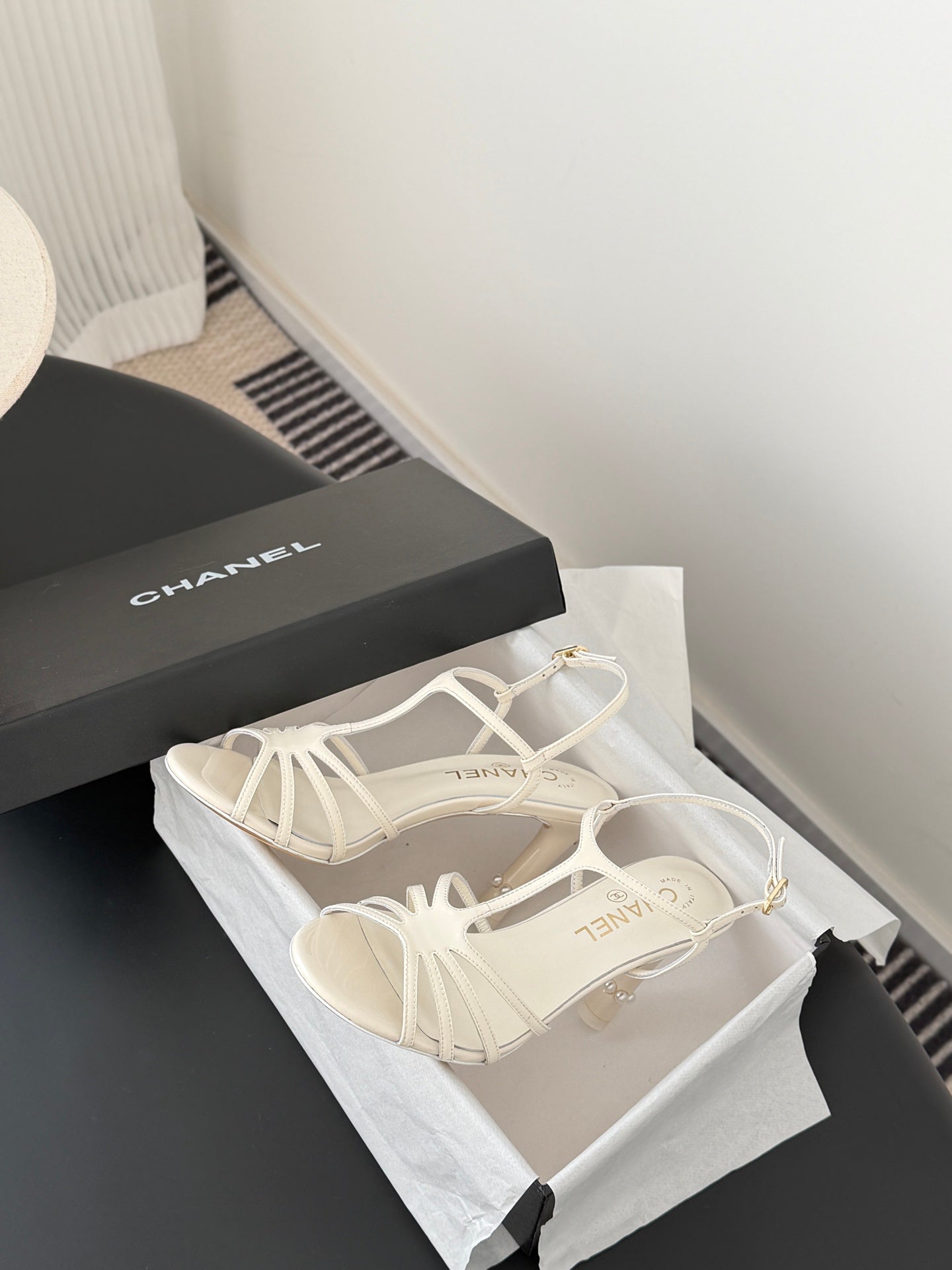 26SS NEU Perlen-Gladiator-High-Heel-Sandalen