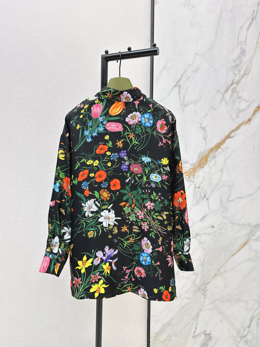 26SS NEW print floral silk shirt
