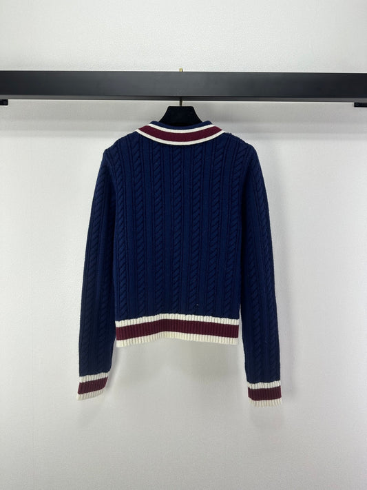 26SS NEW Cashmere lapel knitted long-sleeved sweater