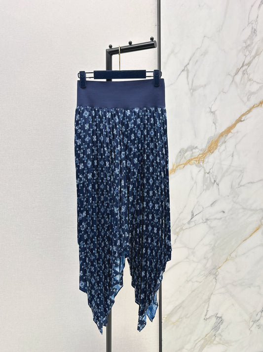 26SS NEW vintage print asymmetrical skirts