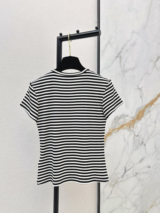 26SS NEW stripe beading t-shirts