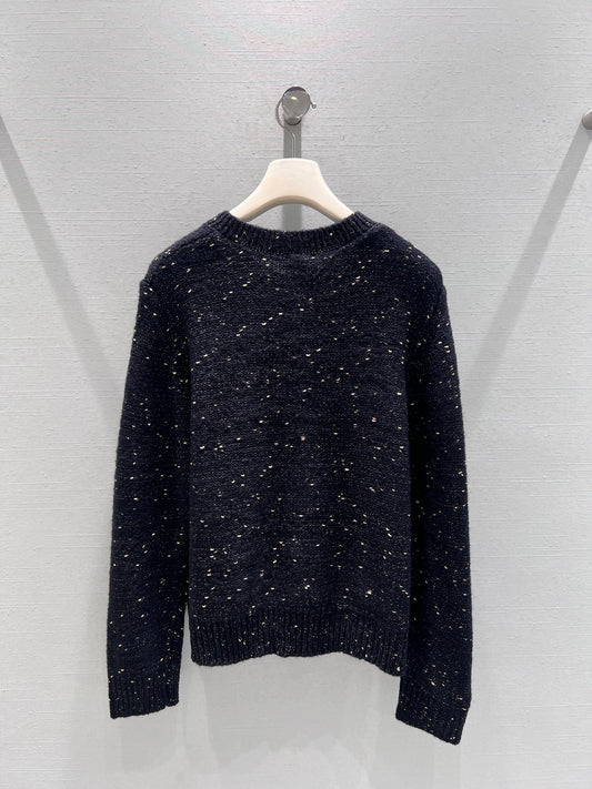 26SS NEW Three-dimensional double C embroidered logo mixed color knitted cardigan