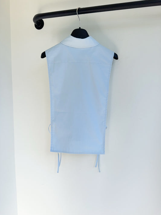 26SS NEW Girly Embroidered Shirt College Sleeveless Lapel Side Tie Shirt