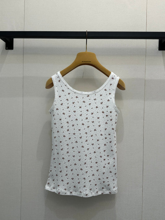 26SS NEW Fully printed floral lace U-neck vest